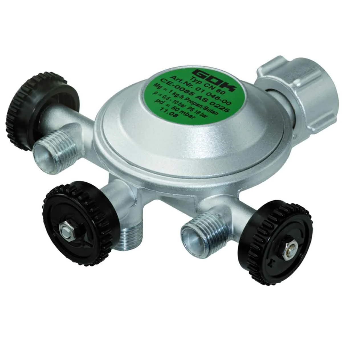 GOK Gasregler 1kg/h 29(30)mbar PS16bar KLF X 3-Abg. G1/4Lh-KN 3 GOK Gasregler 1kg/h 29(30)mbar PS16bar KLF X 3-Abg. G1/4Lh-KN