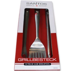 SANTOS 3-teiliges Grillbesteck, Edelstahl -Meister Grill Geschaft santos 3 teiliges set grillbesteck wender fleischgabel grillzange edelstahl 9f039bc476e77eb3f5ade3f9a11cd789