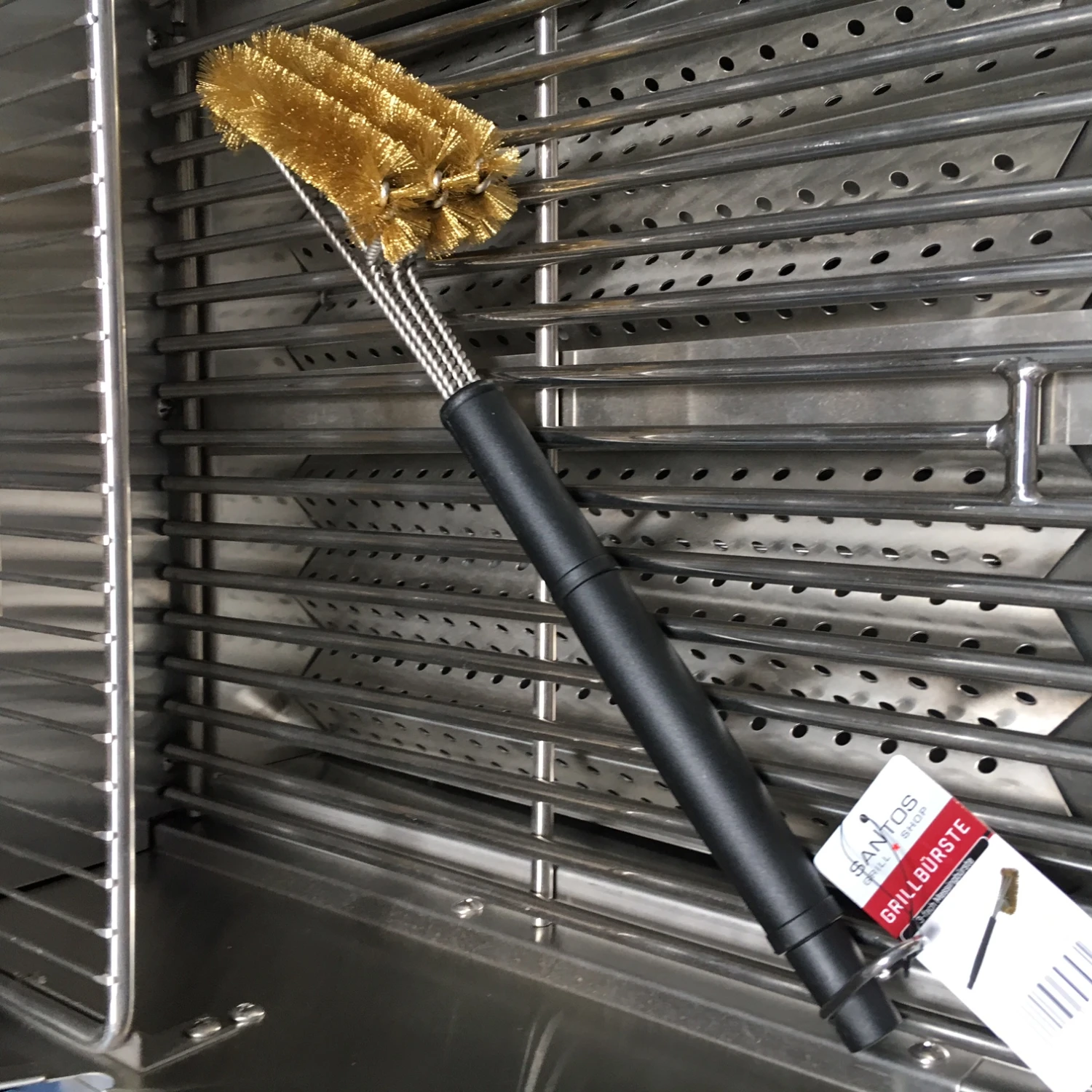 SANTOS 3-Kopf Grillbürste Messing 45 Cm 4 SANTOS 3-Kopf Grillbürste Messing 45 Cm – Bild 2