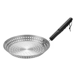 SANTOS Grillkorb, Gelochte Grillpfanne Ø 30 Cm, Edelstahl