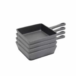 SANTOS Gusseiserne Raclette Grillpfannen 4er Set, 12,5 X 10,5 Cm