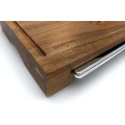 SANTOS Schneidebrett Akazie Mit Edelstahl-Auffangschale -Meister Grill Geschaft santos schneidebrett mit edelstahl auffangschale e0001bc1fa97e4b5a9c4da1c35f92243