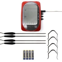 SANTOS Smart BBQ Thermometer, Steuerung Per App – 4 Temperaturfühler, Bluetooth -Meister Grill Geschaft santos smart bbq thermometer bluetooth b8af46fc94340382c0e5cbd7eead9f5c